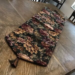 Vintage tapestry brocade floral table runner
